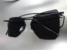Oversized Funky Retro Style Sunglasses- Black Frame Black Lens