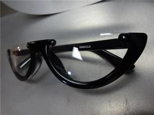 Classy Retro Style Cut Off Glasses- Black Frame