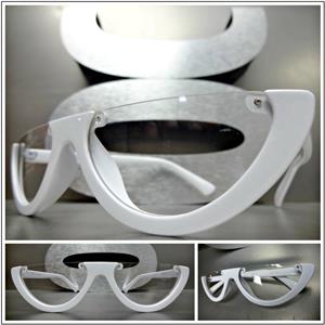 Classy Retro Style Cut Off Glasses- White Frame
