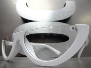 Classy Retro Style Cut Off Glasses- White Frame