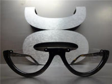 Classy Retro Style Cut Off Glasses- Tortoise Frame
