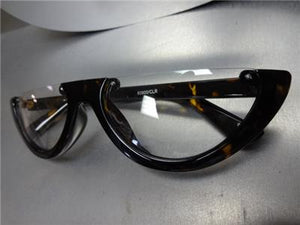Classy Retro Style Cut Off Glasses- Tortoise Frame