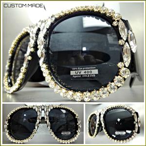 Oversized Thick Frame with Crystals Sunglasses