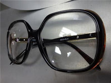 Oversized Vintage Style Clear Lens Glasses- Black & Gold Frame