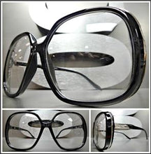 Oversized Vintage Style Clear Lens Glasses- Black & Silver Frame