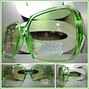 Oversized Classic Retro Style Square Sunglasses- Green