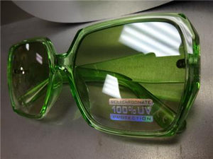 Oversized Classic Retro Style Square Sunglasses- Green