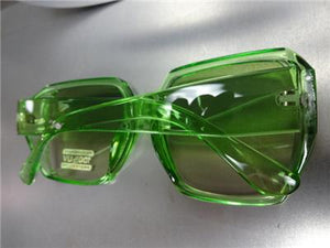 Oversized Classic Retro Style Square Sunglasses- Green