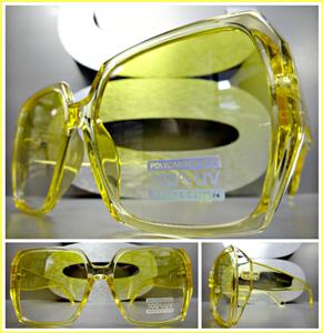 Oversized Classic Retro Style Square Sunglasses-Yellow