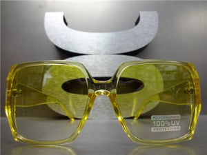 Oversized Classic Retro Style Square Sunglasses-Yellow