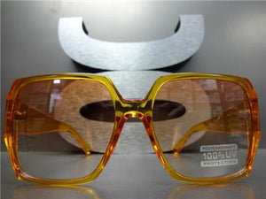 Oversized Classic Retro Style Square Sunglasses-Orange