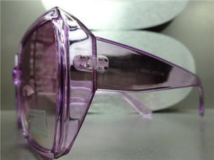 Oversized Classic Retro Style Square Sunglasses-Purple