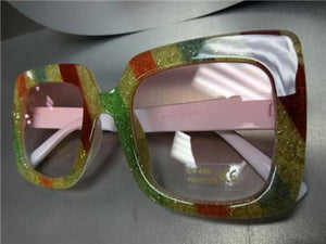 Classy Retro Style Candy Cane Sunglasses- Light Pink Lens