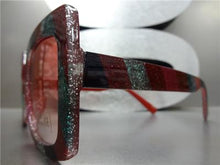 Classy Retro Style Candy Cane Sunglasses- Red Frame & Light Red Lens