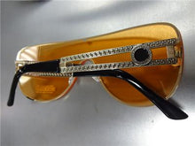 Oversized Retro Shield Sunglasses- Orange Lens