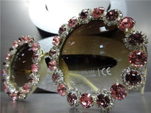 Handmade Elegant Round Sunglasses with Crystals- Pink & Purple