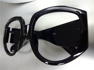 Oversized Retro Style Thick Frame Lensless Glasses- No Lens