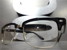 Classic Vintage Style Clear Lens Glasses- Black & Gold