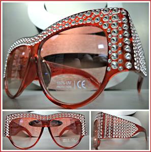 Oversized Vintage Designer Style Thick Frame Sunglasses- Red