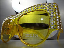 Oversized Vintage Designer Style Thick Frame Sunglasses- Yellow