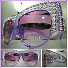 Oversized Vintage Designer Style Thick Frame Sunglasses- Purple