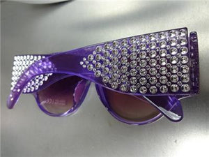Oversized Vintage Designer Style Thick Frame Sunglasses- Purple