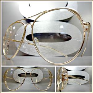 Oversized Retro Style Clear Aviators- Rose Gold