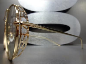 Oversized Retro Style Clear Aviators- Rose Gold