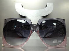 Oversized Classic Vintage Style Square Sunglasses- Purple & Pink Frame