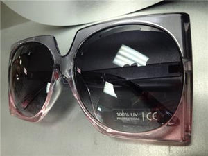Oversized Classic Vintage Style Square Sunglasses- Purple & Pink Frame