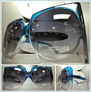 Oversized Classic Vintage Style Square Sunglasses- Blue Frame