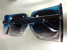 Oversized Classic Vintage Style Square Sunglasses- Blue Frame
