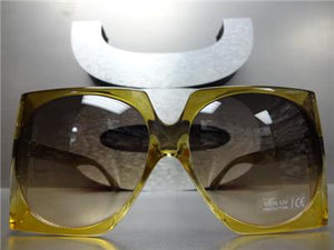 Oversized Classic Vintage Style Square Sunglasses- Olive Green Frame