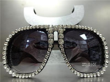 Oversized Retro Style Thick Sunglasses with Rhinestones