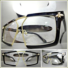 Designer Retro Style Clear Lens Glasses- Black & Gold