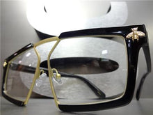 Designer Retro Style Clear Lens Glasses- Black & Gold