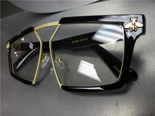 Designer Retro Style Clear Lens Glasses- Black & Gold