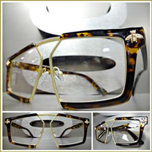 Designer Retro Style Clear Lens Glasses- Tortoise & Gold