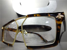 Designer Retro Style Clear Lens Glasses- Tortoise & Gold