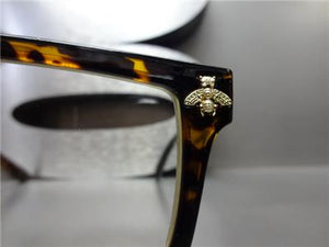 Designer Retro Style Clear Lens Glasses- Tortoise & Gold