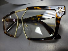 Designer Retro Style Clear Lens Glasses- Tortoise & Gold
