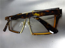 Designer Retro Style Clear Lens Glasses- Tortoise & Gold