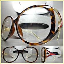 Trendy Vintage Style Clear Lens Glasses- Tortoise Frame / Red, White & Blue Accents