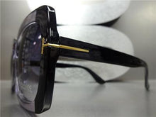 Oversized Square Frame Sunglasses with Gold Accents- Black / Purple