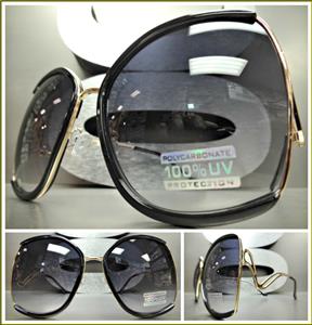 Oversized Upside Down Vintage Sunglasses- Black / Gold