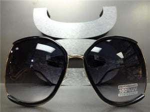 Oversized Upside Down Vintage Sunglasses- Black / Gold