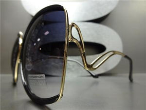 Oversized Upside Down Vintage Sunglasses- Black / Gold