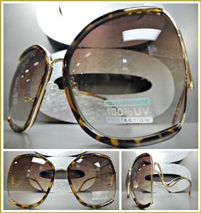 Oversized Upside Down Vintage Sunglasses- Tortoise / Gold