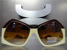Unique Retro Sunglasses- Cream / Brown