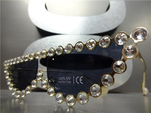 Blingy Crystal Cat Eye Sunglasses- Black Lens